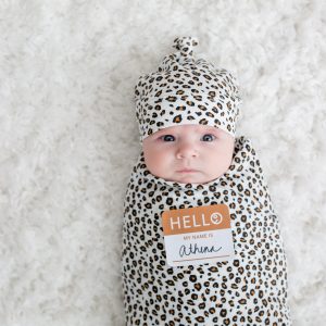 Lulujo - Hello World Swaddle & Hat - Leopard
